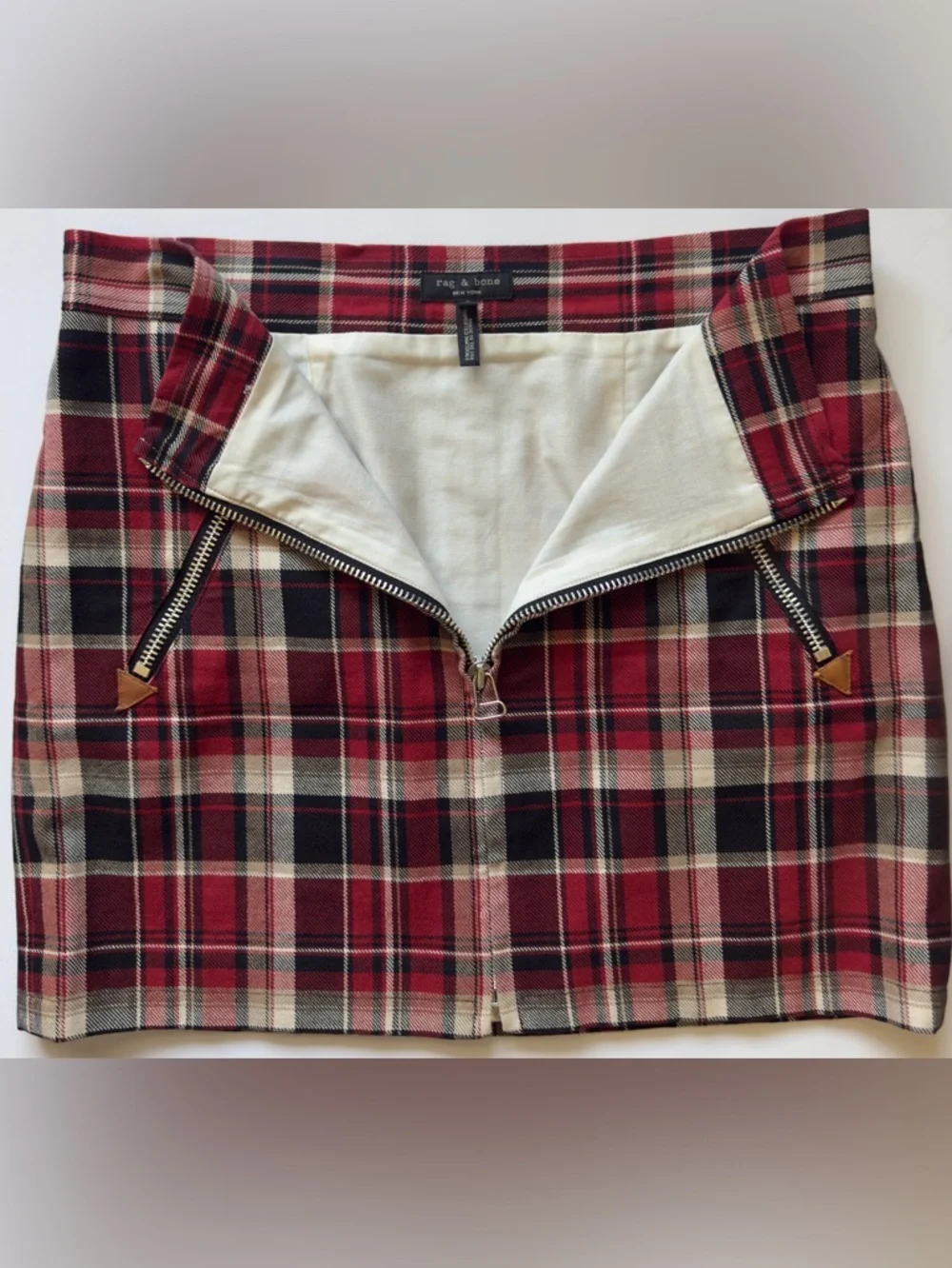 Rag & Bone Red Plaid Mini Skirt Size 6 - Picture 2 of 4